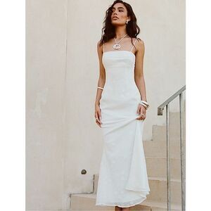 keila lace trim maxi dress cream black Keila Lace Trim Maxi Dress Black / Cream